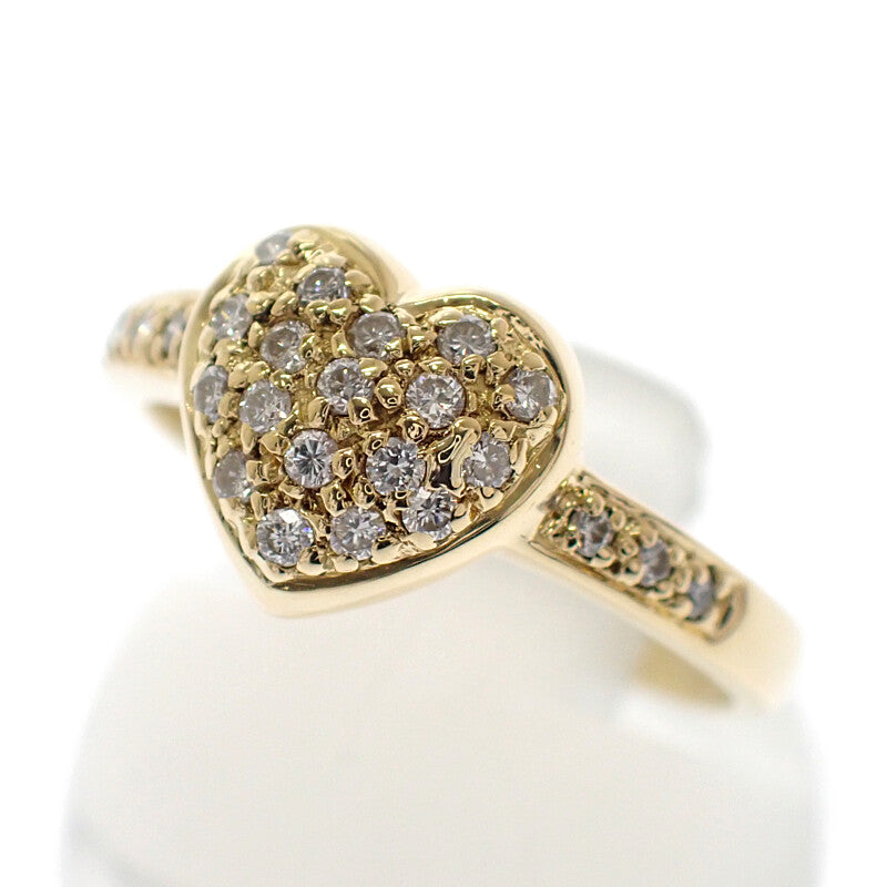 Ponte Vecchio Heart Ring K18 Yellow Gold Gold Diamond Women's Size 10 [Used] [A Rank]