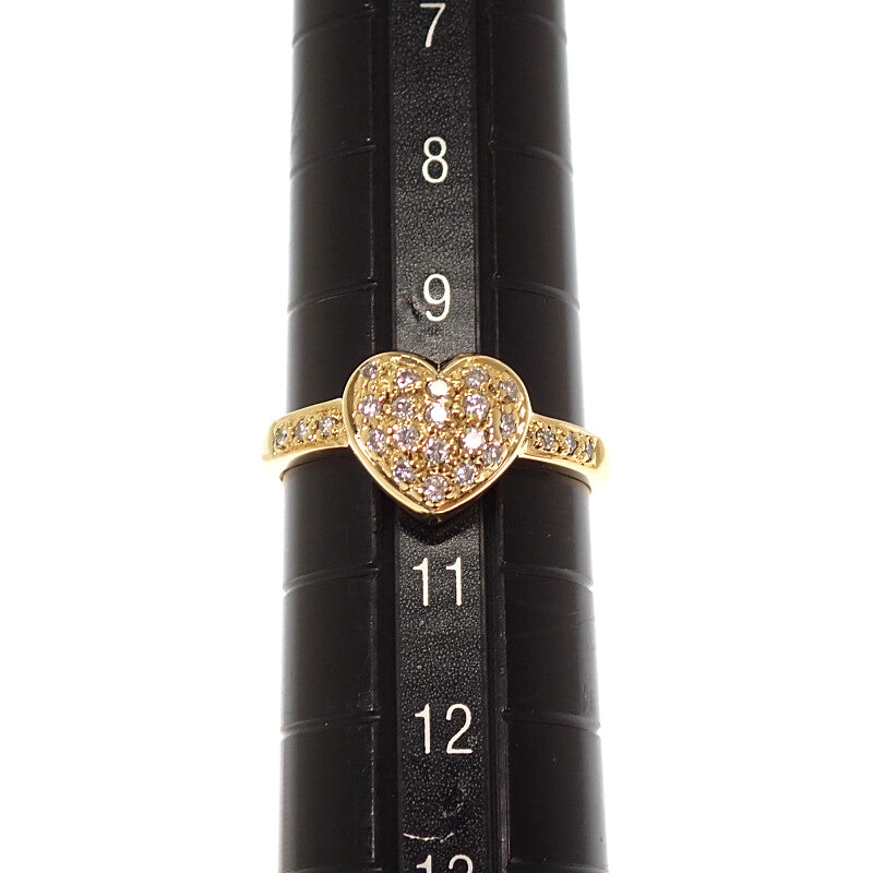 Ponte Vecchio Heart Ring K18 Yellow Gold Gold Diamond Women's Size 10 [Used] [A Rank]