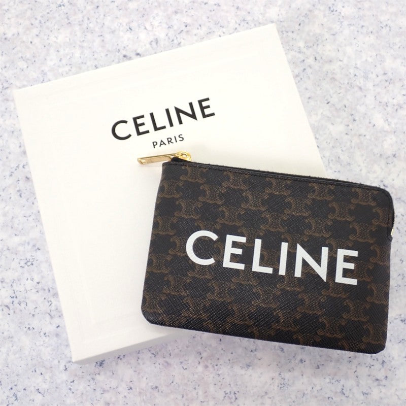 セリーヌ CELINE キーリング付き 10C662CA2.38NO コインケース ポリウレタン ブラック ゴールド金具 メンズ レディース【中古】【Aランク】