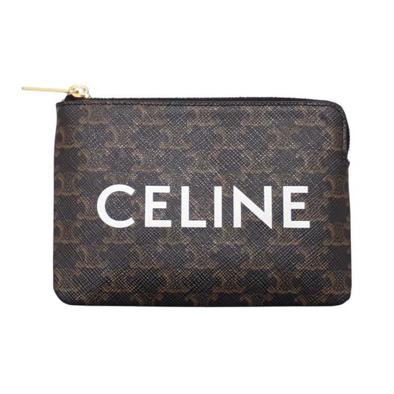 セリーヌ CELINE キーリング付き 10C662CA2.38NO コインケース ポリウレタン ブラック ゴールド金具 メンズ レディース【中古】【Aランク】