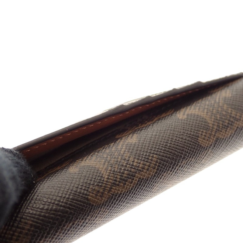 セリーヌ CELINE トリオンフフラップ付き ロングカードホルダー 10P072CQH.04LU コインケース カーフ トリオンフキャンバス タン ゴールド金具 レディース【中古】【Aランク】