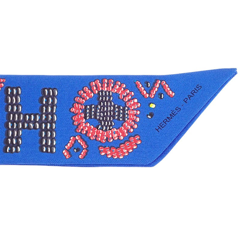エルメス HERMES ツイリー KELLY EN PERLES スカーフ シルク ブルー