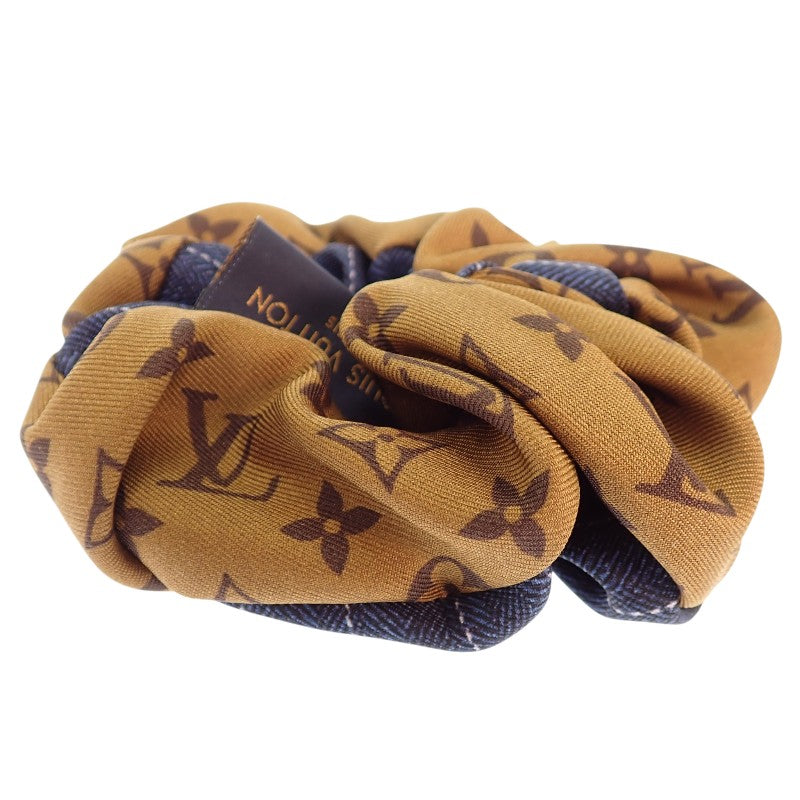ルイヴィトン LOUIS VUITTON シュシュ ビーマインドフル M77011 ヘアアクセサリー シルク ブラウン ブルー レディース【中古】【Aランク】