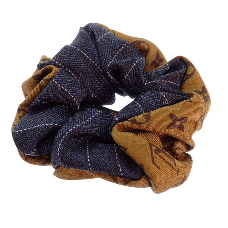 ルイヴィトン LOUIS VUITTON シュシュ ビーマインドフル M77011 ヘアアクセサリー シルク ブラウン ブルー レディース【中古】【Aランク】