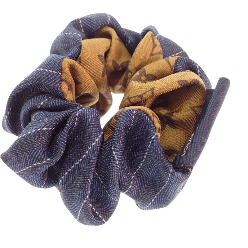 ルイヴィトン LOUIS VUITTON シュシュ ビーマインドフル M77011 ヘアアクセサリー シルク ブラウン ブルー レディース【中古】【Aランク】