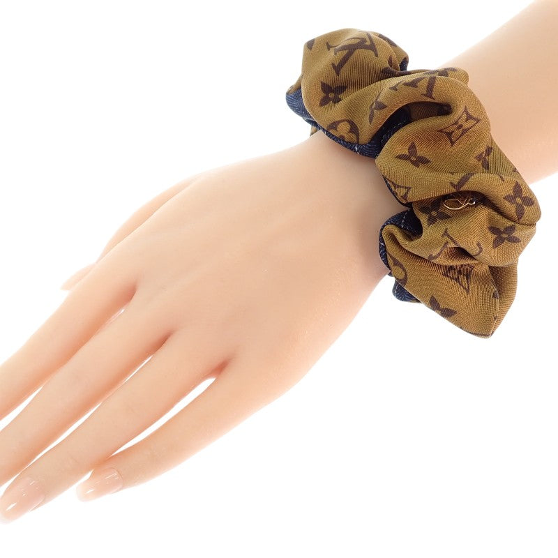 ルイヴィトン LOUIS VUITTON シュシュ ビーマインドフル M77011 ヘアアクセサリー シルク ブラウン ブルー レディース【中古】【Aランク】