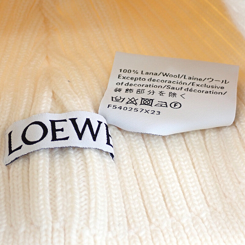 ロエベ LOEWE ビーニー F540257X23 ニットキャップ ウール アイボリー