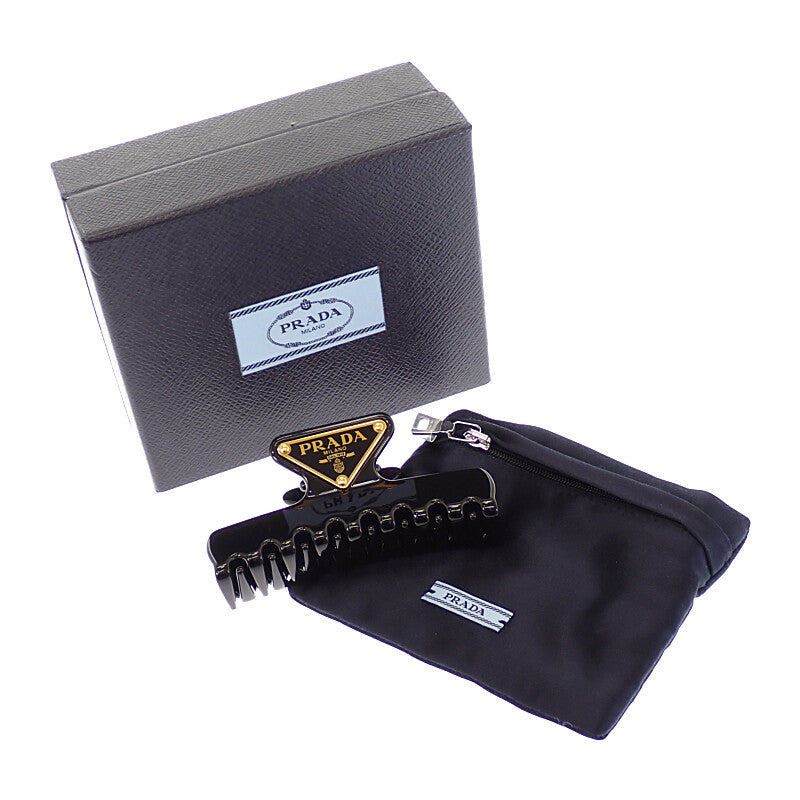 プラダ PRADA クロウクリップ 1IF103_K9D_F0002 ヘアアクセサリー メタル ブラック ゴールド金具 レディース【中古】【ABランク】