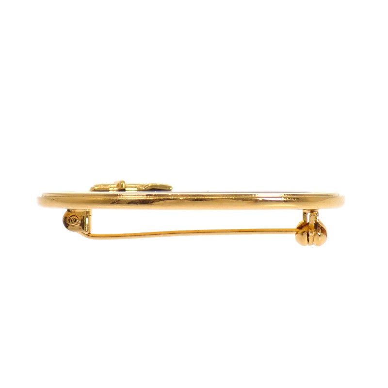 HERMES Email Brooch GP Cloisonné Gold Women's [Used] [AB Rank]