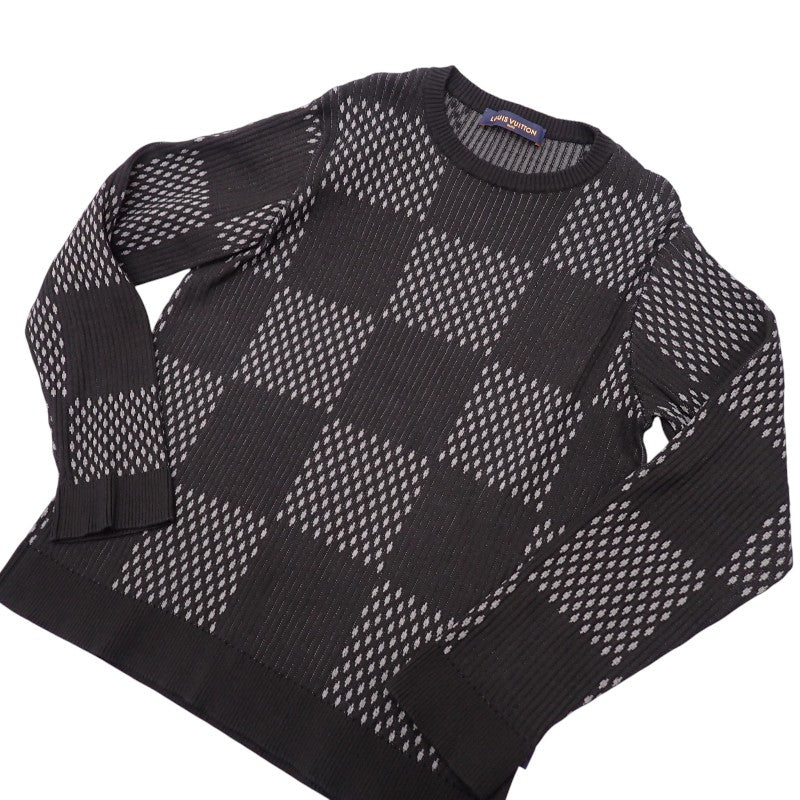 【商談中/対象者以外注文不可】ルイヴィトン LOUIS VUITTON ダミエクルーネック XL ニット コットン ナイロン ブラック メンズ【中古】【ABランク】