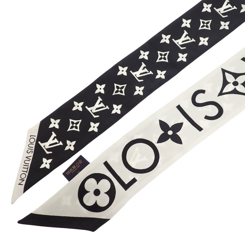LOUIS VUITTON Bando BB Monogram Infinity M90682 Scarf Silk Black White Blanc Women's [Used] [A Rank]