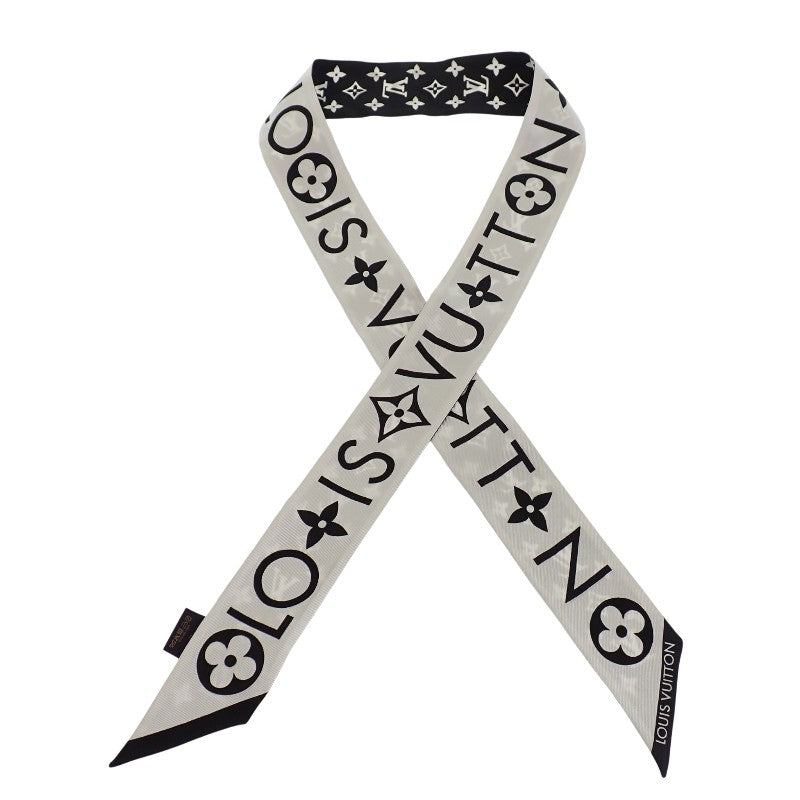 LOUIS VUITTON Bando BB Monogram Infinity M90682 Scarf Silk Black White Blanc Women's [Used] [A Rank]