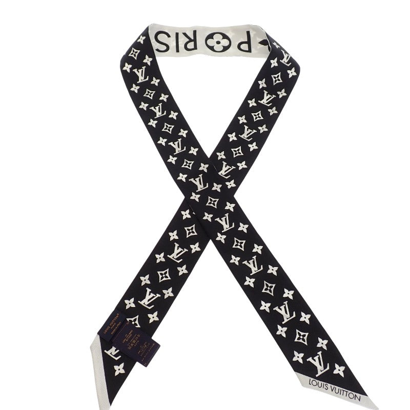 LOUIS VUITTON Bando BB Monogram Infinity M90682 Scarf Silk Black White Blanc Women's [Used] [A Rank]