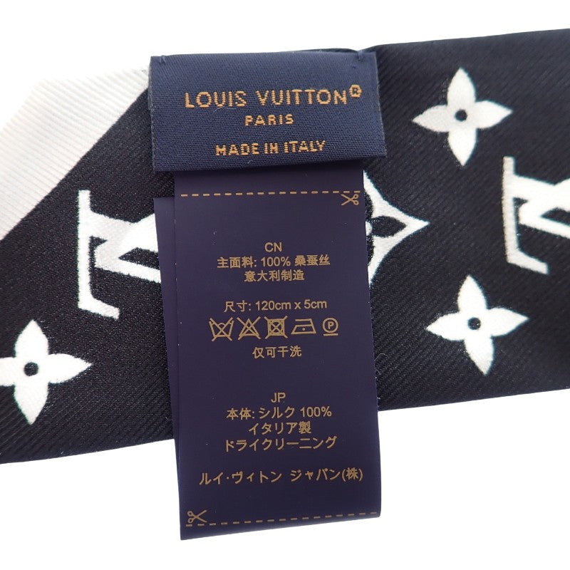 LOUIS VUITTON Bando BB Monogram Infinity M90682 Scarf Silk Black White Blanc Women's [Used] [A Rank]