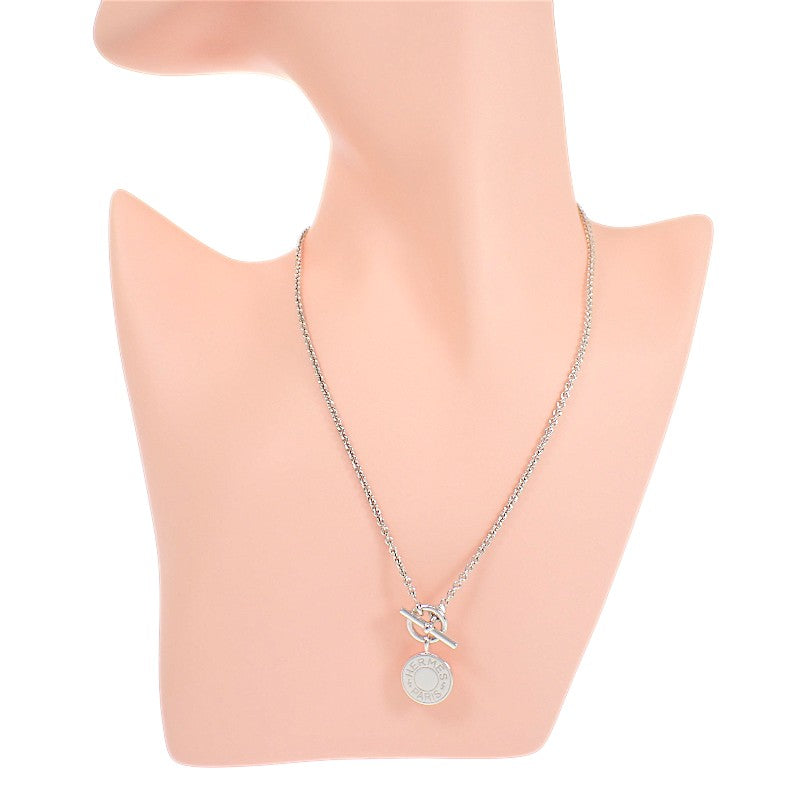 Hermes Amulette Ex-Libris Necklace H104143B Silver 925 Women's/Unisex [Used] [A Rank]