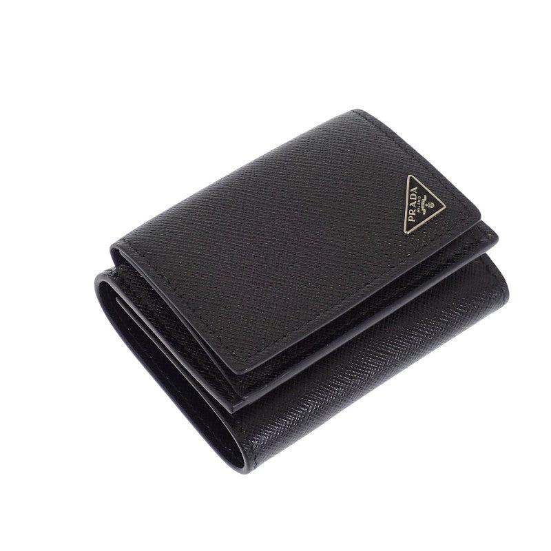 プラダ PRADA サフィアーノトライアングル財布 2MH021_QHH_F0002 三つ折り ブラック 黒 保証書あり メンズ レディース ユニセックス【中古】【Aランク】 プラダ PRADA トライアングル 2MH021_QHH_F0002 三つ折り財布