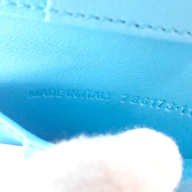 バレンシアガ BALENCIAGA エンベロープ ミニウォレット 7861732AABX1164 三つ折り財布 カーフ グレー ブルー シルバー金具 レディース【中古】【Aランク】