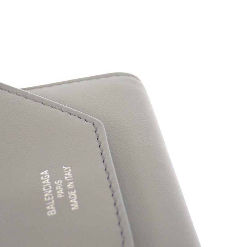 バレンシアガ BALENCIAGA エンベロープ ミニウォレット 7861732AABX1164 三つ折り財布 カーフ グレー ブルー シルバー金具 レディース【中古】【Aランク】