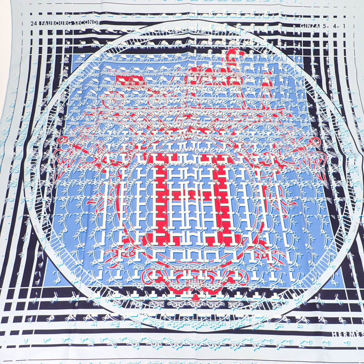 エルメス HERMES カレ90 銀座店10周年記念限定 スカーフ シルク ブルー レディース【中古】【Aランク】