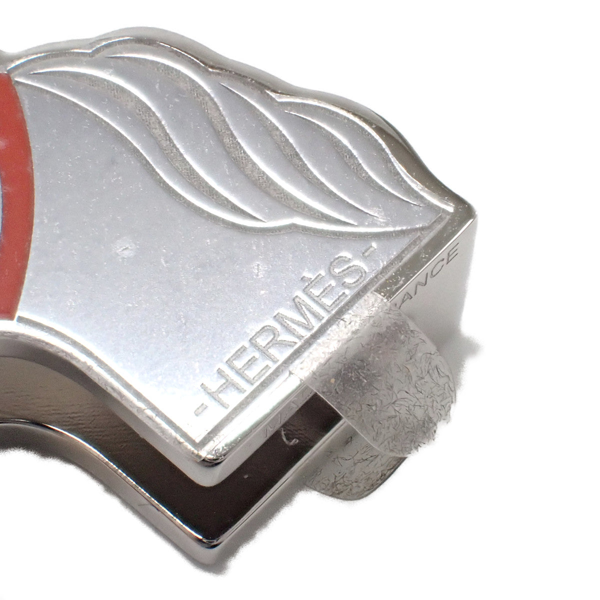 エルメス HERMES カドリージュ ツイリーリング スカーフクリップ 留め スカーフリング メタル シルバー オレンジ レディース メンズ【中古】【Aランク】