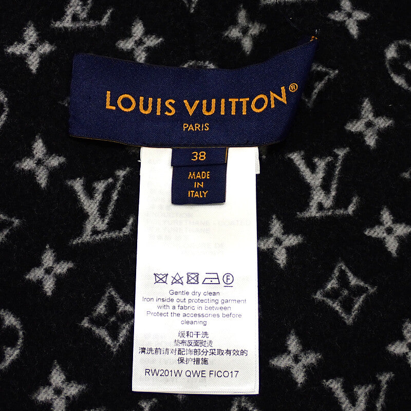 Louis Vuitton Hooded Cape Monogram 20SS 38 1A5TSD Poncho Wool Black Women's Men's [Used] [A Rank]