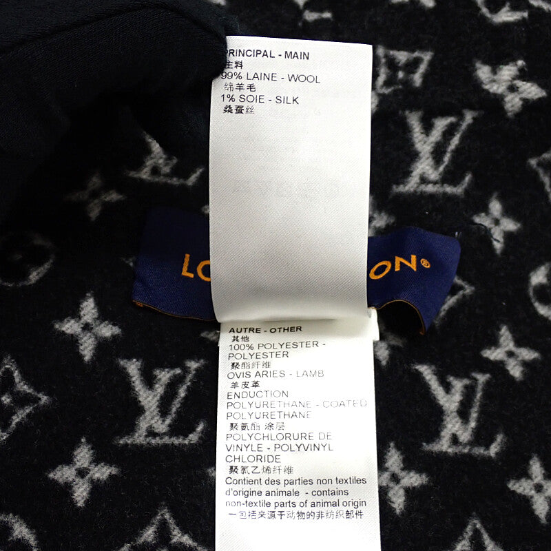 Louis Vuitton Hooded Cape Monogram 20SS 38 1A5TSD Poncho Wool Black Women's Men's [Used] [A Rank]