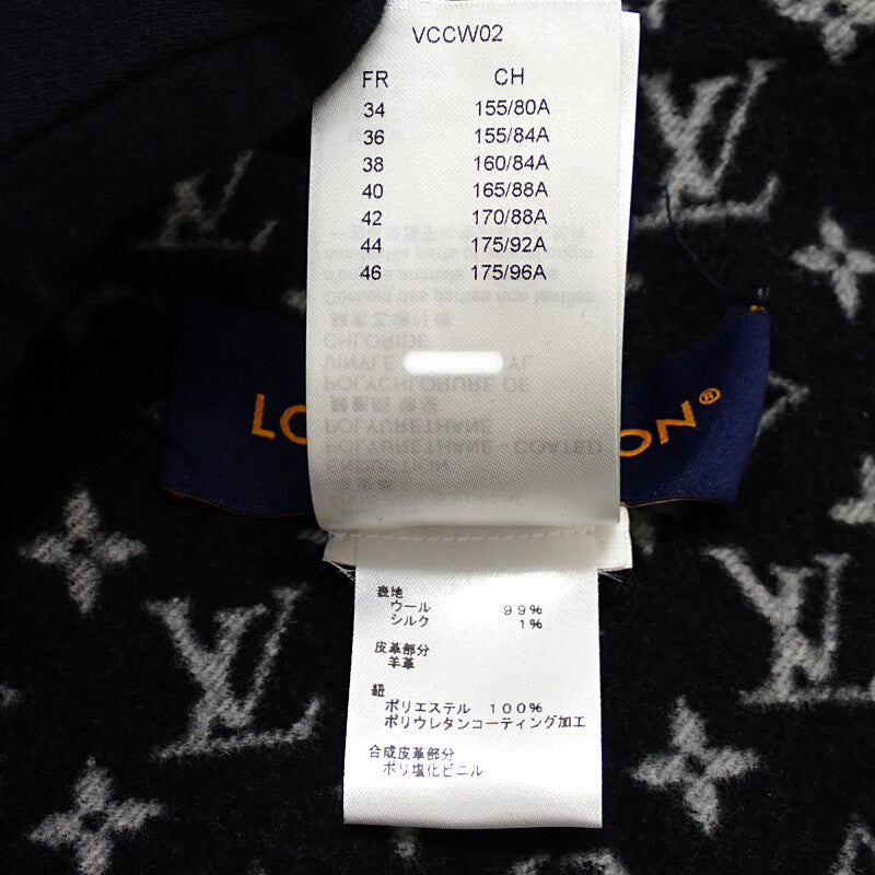 Louis Vuitton Hooded Cape Monogram 20SS 38 1A5TSD Poncho Wool Black Women's Men's [Used] [A Rank]