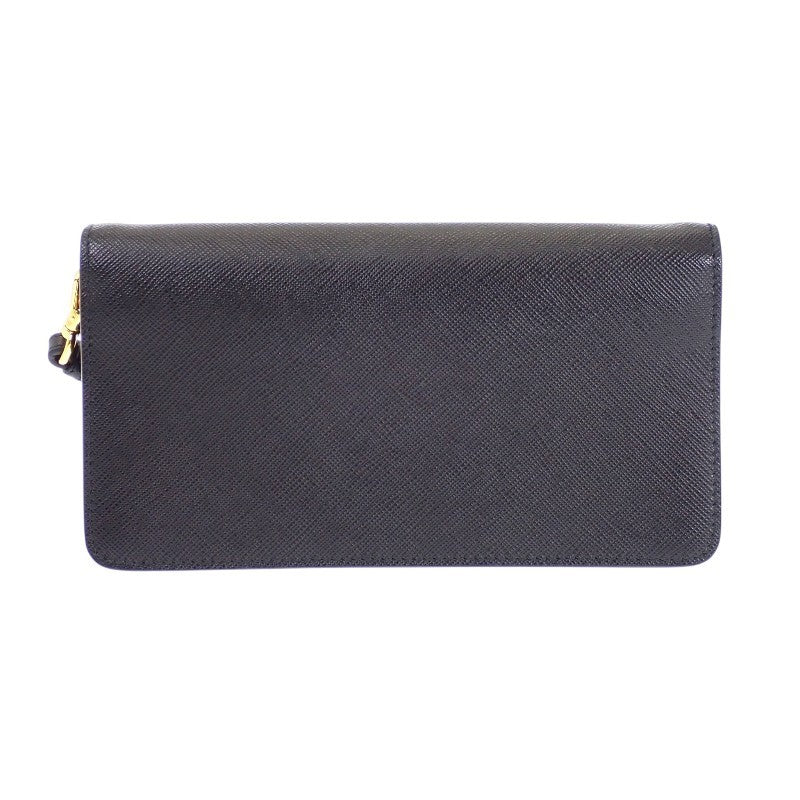プラダ PRADA レザー 1DH029 ウォレットチェーン サフィアーノ ブラック ゴールド金具 レディース【中古】【Aランク】