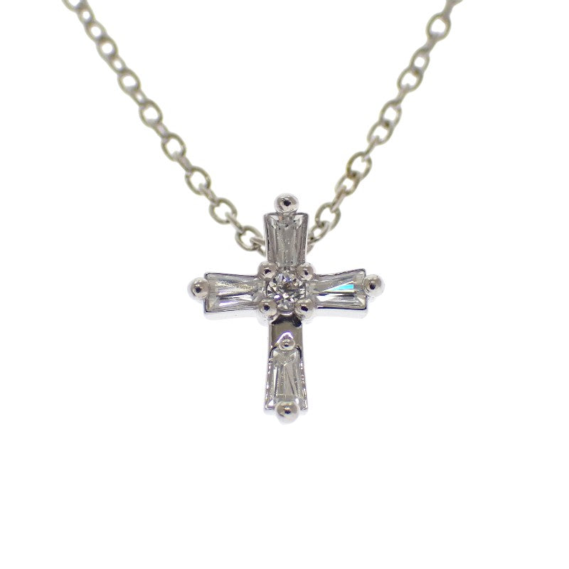 スタージュエリー STAR JEWELRY クロス 十字架 ネックレス K18ホワイトゴールド ダイヤモンド レディース【中古】【Aランク】