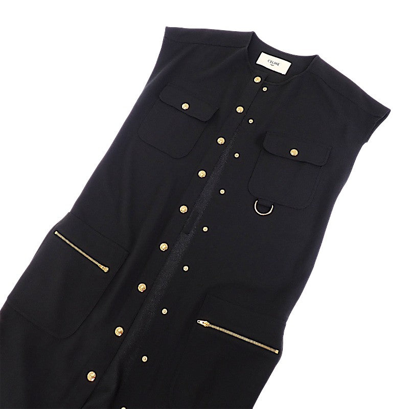 セリーヌ CELINE ベルト付き アーミードレス 2R59G865C ワンピース アセテート/レーヨン ブラック #34 レディース【中古】【Aランク】