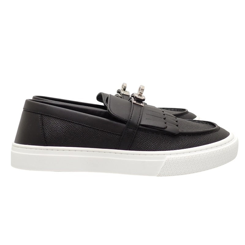 Hermès HERMES Game Slip-on H241189Z 02370 Sneakers Leather Black White Silver Hardware EU37 Japanese size 23.5-24.0cm Women's [Used] [SA Rank]