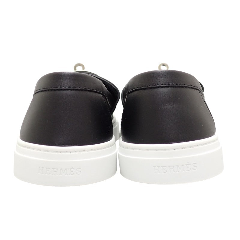 Hermès HERMES Game Slip-on H241189Z 02370 Sneakers Leather Black White Silver Hardware EU37 Japanese size 23.5-24.0cm Women's [Used] [SA Rank]