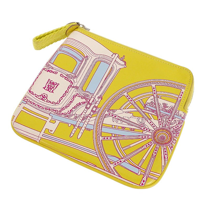 エルメス HERMES カレ ポケット Balade en Berline ポーチ ヴォースイフト イエロー レディース【中古】【ABランク】
