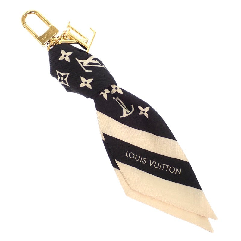 ルイヴィトン LOUIS VUITTON モノグラムシルエット M03323 バッグチャーム シルク ブラック ゴールド金具 レディース【中古】【ABランク】