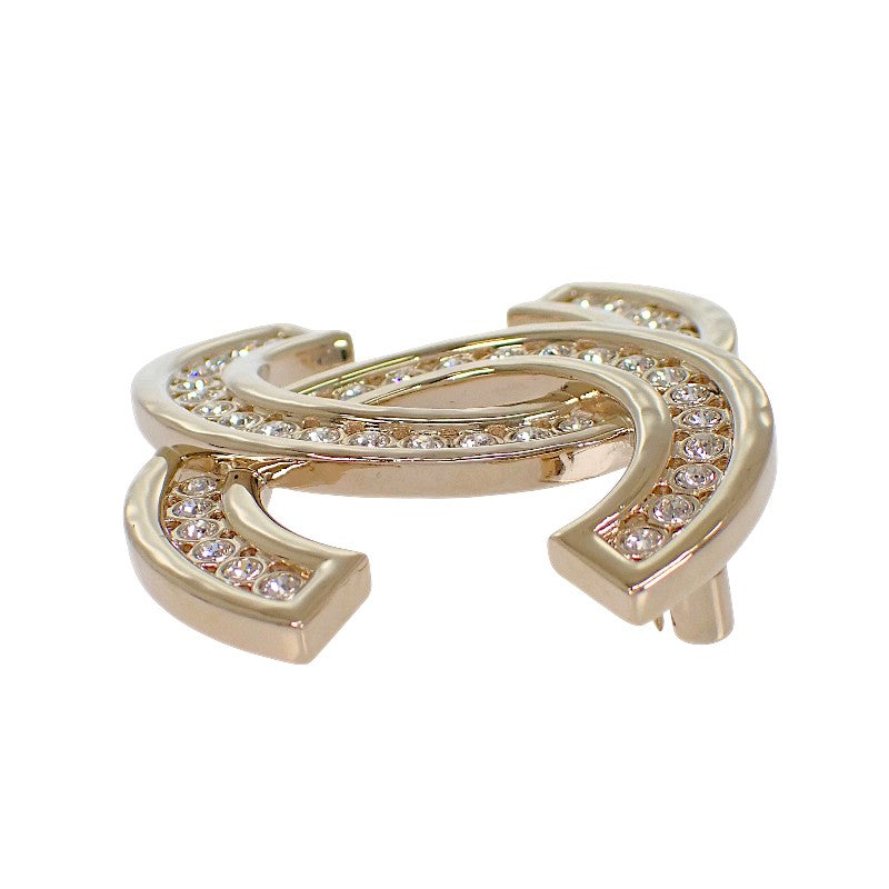 CHANEL Coco Mark Brooch Metal Rhinestone Gold Women's [Used] [AB Rank]