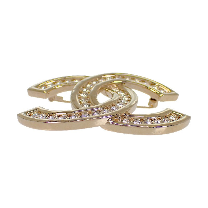 CHANEL Coco Mark Brooch Metal Rhinestone Gold Women's [Used] [AB Rank]