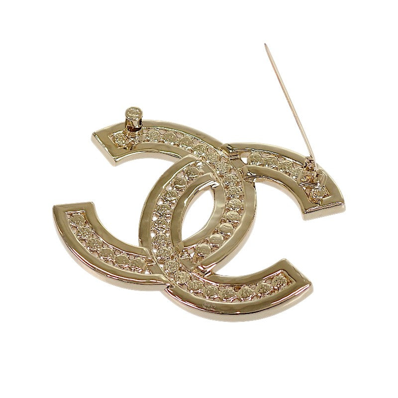 シャネル CHANEL ココマーク ブローチ メタル ラインストーン ゴールド