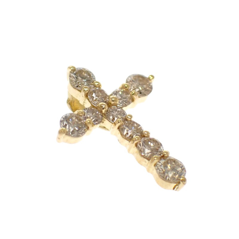 Designer Jewelry Cross Pendant Top K18 Yellow Gold Brown Diamonds Ladies [Used] [A Rank]