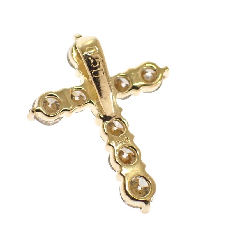 Designer Jewelry Cross Pendant Top K18 Yellow Gold Brown Diamonds Ladies [Used] [A Rank]