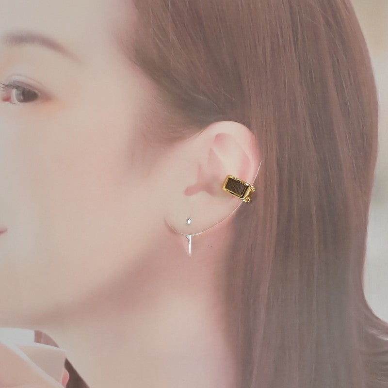 エルメス HERMES オランプPM イヤーカフ 片耳用 H010734CC18 イヤリング ヴォーエプソン エトゥープ ゴールド金具 レディース【中古】【Aランク】