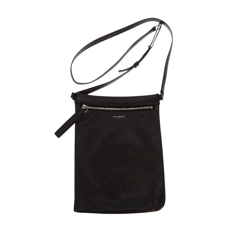 サンローラン SAINT LAURENT クロスボディバッグ 581697_1GE0E_1000 ショルダーバッグ レザー ブラック シルバー金具 メンズ レディース ユニセックス【中古】【ABランク】