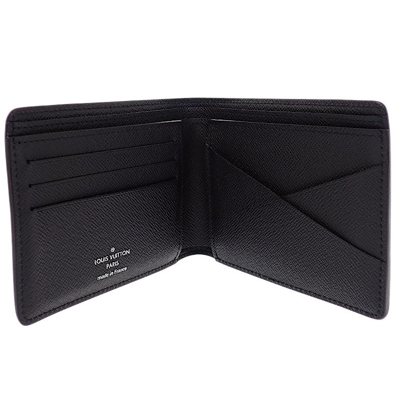 ルイヴィトン LOUIS VUITTON ポルトフォイユ・ミュルティプル M30295 二つ折り財布 タイガ ブラック シルバー金具 メンズ【中古】【ABランク】