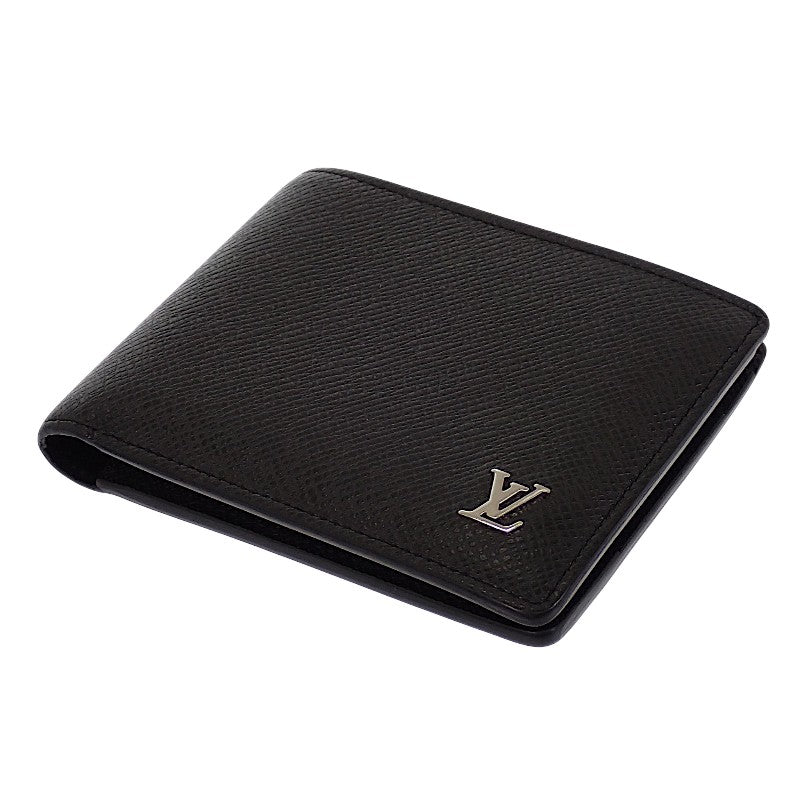 ルイヴィトン LOUIS VUITTON ポルトフォイユ・ミュルティプル M30295 二つ折り財布 タイガ ブラック シルバー金具 メンズ【中古】【ABランク】