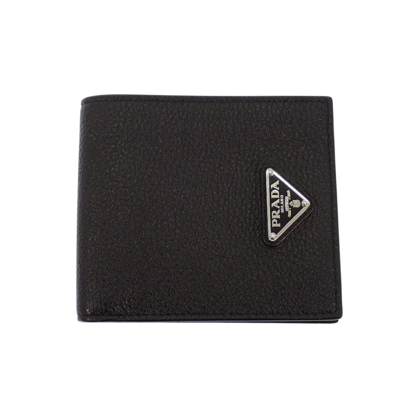 プラダ PRADA ヴィッテロダイノレザー 財布 2MO513_2E54_F0002 二つ折り財布 レザー ブラック シルバー金具 メンズ【中古】【ABランク】