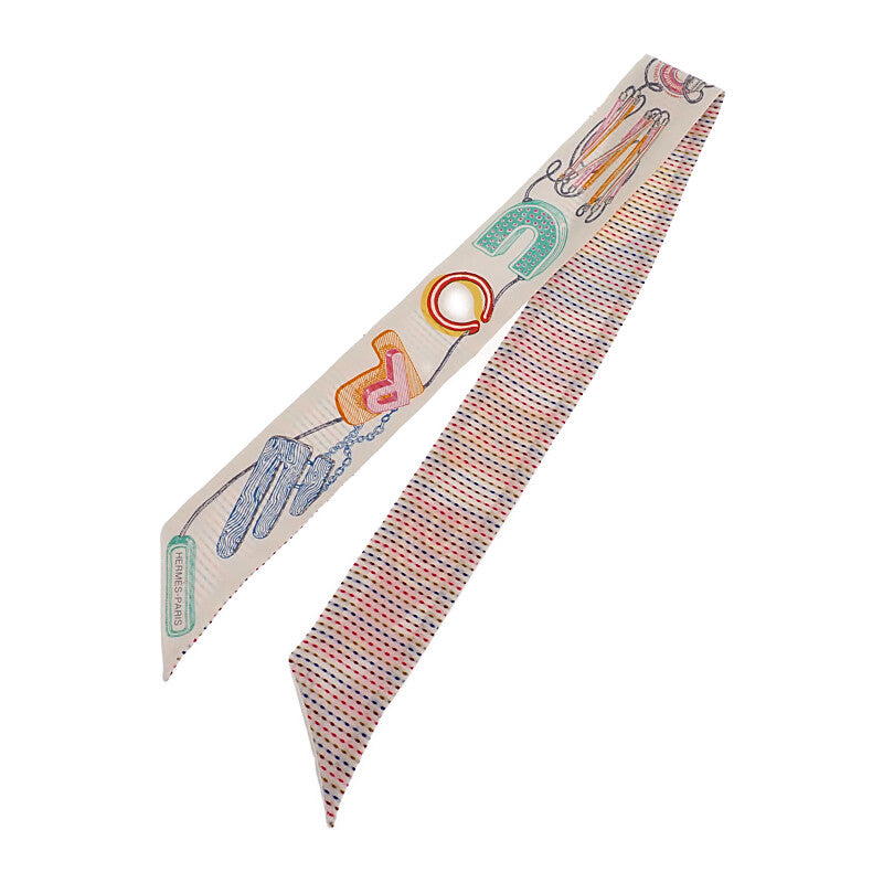 エルメス HERMES ツイリー ポワンティエ シュヴァロスコープ ネオン H853954S 04 スカーフ シルク ホワイト ローズ ヴェール レディース【中古】【ABランク】