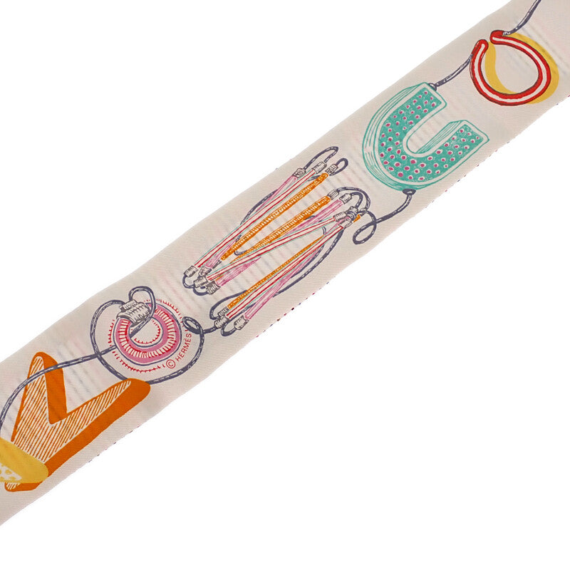 エルメス HERMES ツイリー ポワンティエ シュヴァロスコープ ネオン H853954S 04 スカーフ シルク ホワイト ローズ ヴェール レディース【中古】【ABランク】