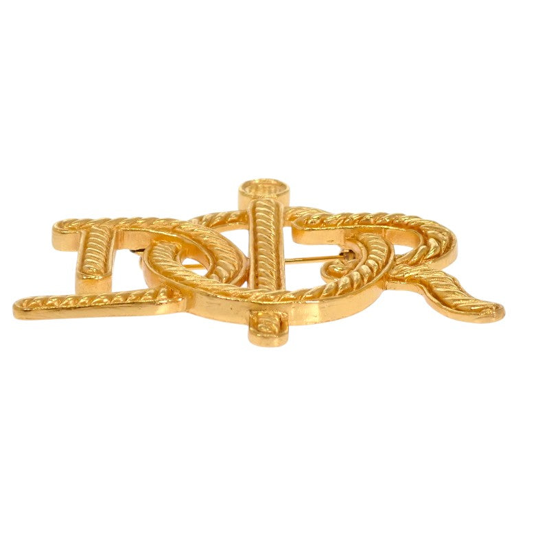 クリスチャンディオール Christian Dior エムブレム ロゴ ヴィンテージ ブローチ メタル ゴールド レディース【中古】【Bランク】