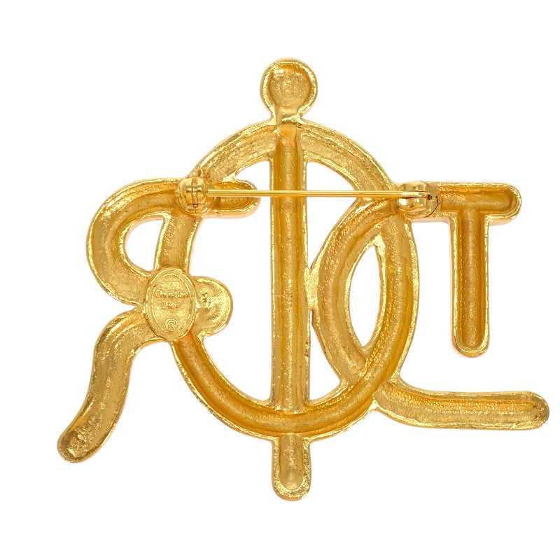 クリスチャンディオール Christian Dior エムブレム ロゴ ヴィンテージ ブローチ メタル ゴールド レディース【中古】【Bランク】