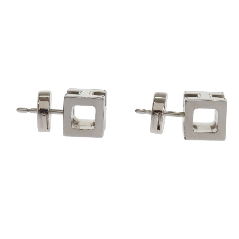 エルメス HERMES カージュドアッシュ Hキューブ ピアス メタル ブルー シルバー金具 レディース【中古】【ABランク】