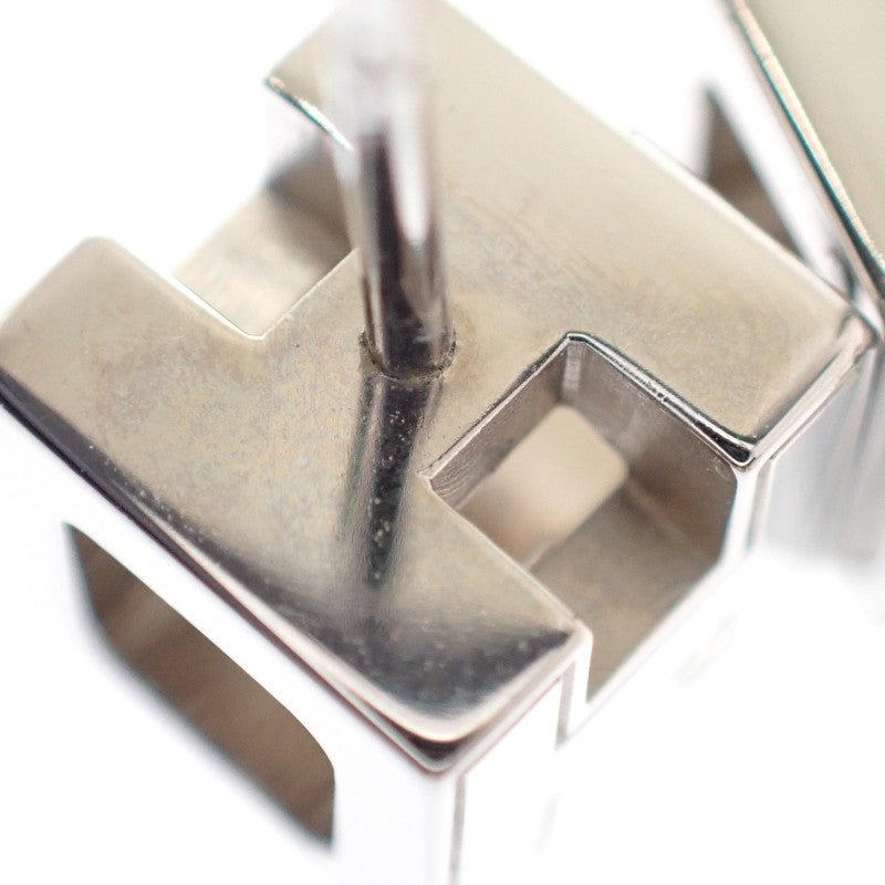 エルメス HERMES カージュドアッシュ Hキューブ ピアス メタル ブルー シルバー金具 レディース【中古】【ABランク】